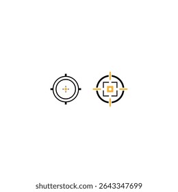 Target icons pair. Aiming scope symbols. Circle focus elements. Precision vector marks.