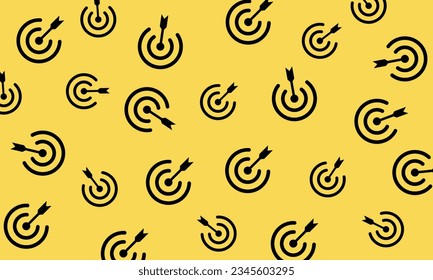 Target icons seamless pattern on yellow background. Vector ilustration