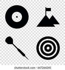 Target icons set. set of 4 target filled icons such as dart, flag on mountain