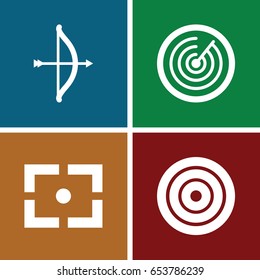 Target icons set. set of 4 target filled icons such as center focus, target