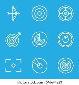 Target icons set. set of 9 target outline icons such as radar, center focus