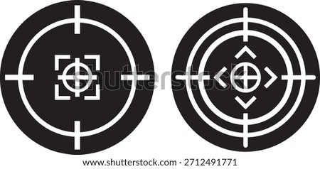 Target icons set. Aim sniper shoot group. Ambition and opportunity symbols. Gun target icons in minimalistic thin line strokes designs. Focus group icon. Editable stroke line icons