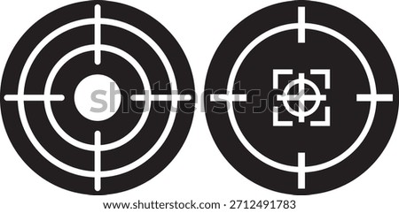 Target icons set. Aim sniper shoot group. Ambition and opportunity symbols. Gun target icons in minimalistic thin line strokes designs. Focus group icon. Editable stroke line icons