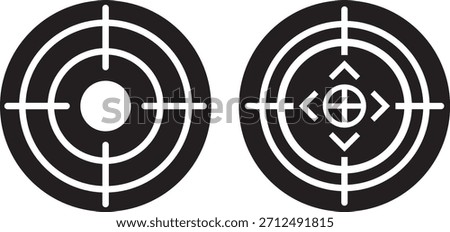 Target icons set. Aim sniper shoot group. Ambition and opportunity symbols. Gun target icons in minimalistic thin line strokes designs. Focus group icon. Editable stroke line icons