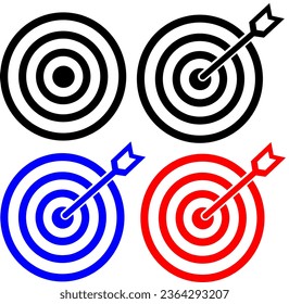 Target icons set. Target with arrow. Colour set. Replaceable vector design.