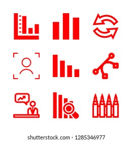 target icons set with bullets, bar chart and circular arrows couple vector set