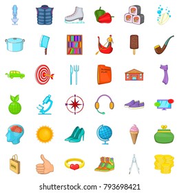 Target icons set. Cartoon style of 36 target vector icons for web isolated on white background