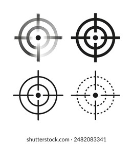 Target icons set. Crosshair symbols. Black and white vector. Precision and aim concept.