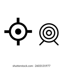 Target icons set. Dartboard, aim, focus, goal, objective, purpose, bullseye, goal symbol collection illustration.