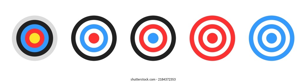 Target icons. A set of goals. Concept of strategy and business success. Vector illustration
