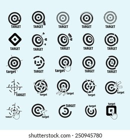 Target Icons Set - Isolated On Blue Background - Vector Illustration, Graphic Design, Editable For Your Design