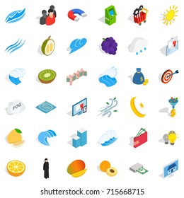 Target icons set. Isometric style of 36 target vector icons for web isolated on white background