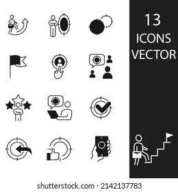Iconos de destino establecidos. Elementos vectores del símbolo del paquete de destino para la web de infografía