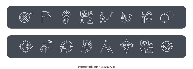 Iconos de destino establecidos. Elementos vectores del símbolo del paquete de destino para la web de infografía