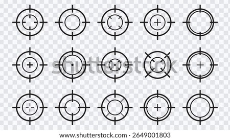 Target icons set, Reticle Icon, Focus vector icons in flat design.Vector symbol illustration