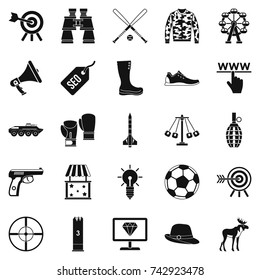 Target icons set. Simple set of 25 target vector icons for web isolated on white background