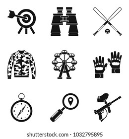 Target icons set. Simple set of 9 target vector icons for web isolated on white background