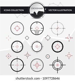 Target icons set sniper scope symbol isolated on a grey background, the crosshair and the target vector illustration.