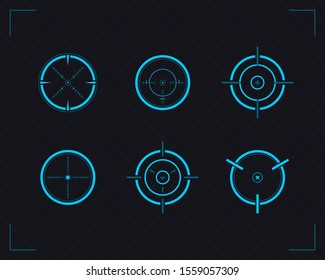 Target icons set sniper scope symbol isolated on a grey background. Military and war, weapon and gun, optical rifle and location, radar theme. Target and aim, targeting and aiming. 