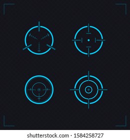 Target icons set sniper scope symbol isolated on a grey background. Military and war, weapon and gun, optical rifle and location, radar theme. Target and aim, targeting and aiming. 