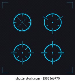 Target icons set sniper scope symbol isolated on a grey background. Military and war, weapon and gun, optical rifle and location, radar theme. Target and aim, targeting and aiming. 