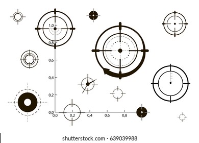 Target icons set sniper scope symbol isolated on a white background, the cross and the goal vector illustration.