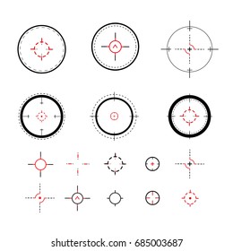 Target icons set sniper scope symbol isolated on a white background, the cross and goal vector illustration.