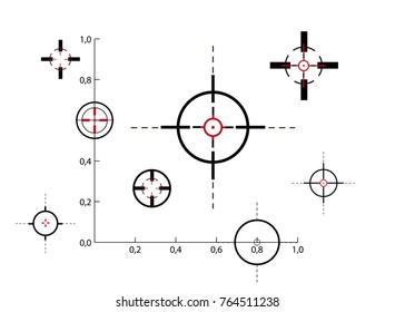 Target icons set sniper scope symbol isolated on a white background, the cross and the goal vector illustration.