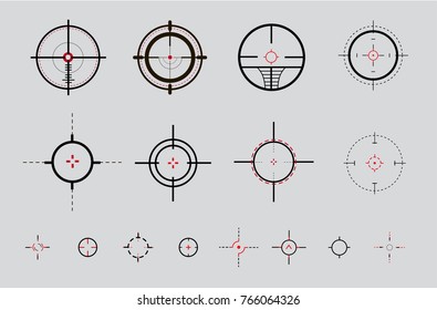 Target icons set sniper scope symbol isolated on a grey background, the crosshair and the target vector illustration.