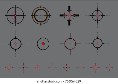 Target icons set sniper scope symbol isolated on a grey background, the crosshair and the target vector illustration.