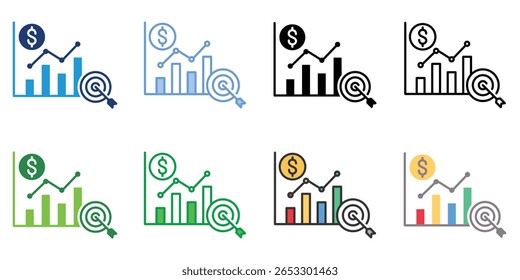 Target Icons Set Vector Multiple Style Collection