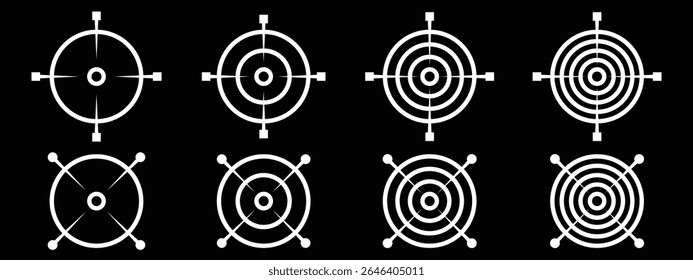 Ícones de destino e ícones de visão definem ilustração de vetor.