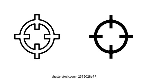 Target icons. stroke line and black solid icons