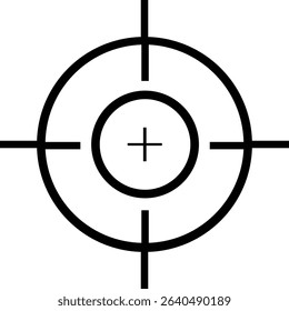 Target icon.target icon on isolated background. Crosshair in black.Editable Stroke, Pixel Perfect, Stock Illustration. Goal symbol collection. Darts icon. Hitting the bullseye line.