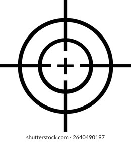 Target icon.target icon on isolated background. Crosshair in black.Editable Stroke, Pixel Perfect, Stock Illustration. Goal symbol collection. Darts icon. Hitting the bullseye line.