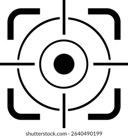 Target icon.target icon on isolated background. Crosshair in black.Editable Stroke, Pixel Perfect, Stock Illustration. Goal symbol collection. Darts icon. Hitting the bullseye line.