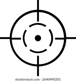 Target icon.target icon on isolated background. Crosshair in black.Editable Stroke, Pixel Perfect, Stock Illustration. Goal symbol collection. Darts icon. Hitting the bullseye line.
