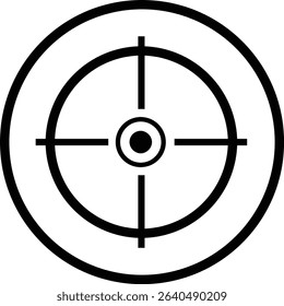 Target icon.target icon on isolated background. Crosshair in black.Editable Stroke, Pixel Perfect, Stock Illustration. Goal symbol collection. Darts icon. Hitting the bullseye line.