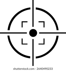 Target icon.target icon on isolated background. Crosshair in black.Editable Stroke, Pixel Perfect, Stock Illustration. Goal symbol collection. Darts icon. Hitting the bullseye line.
