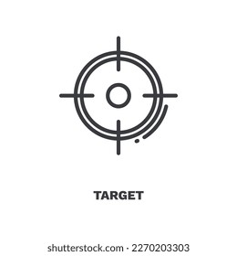 icono de destino.Icono de destino de línea delgada de la colección de negocios. Vector de contorno aislado en fondo blanco. El símbolo de destino modificable puede utilizarse web y móvil