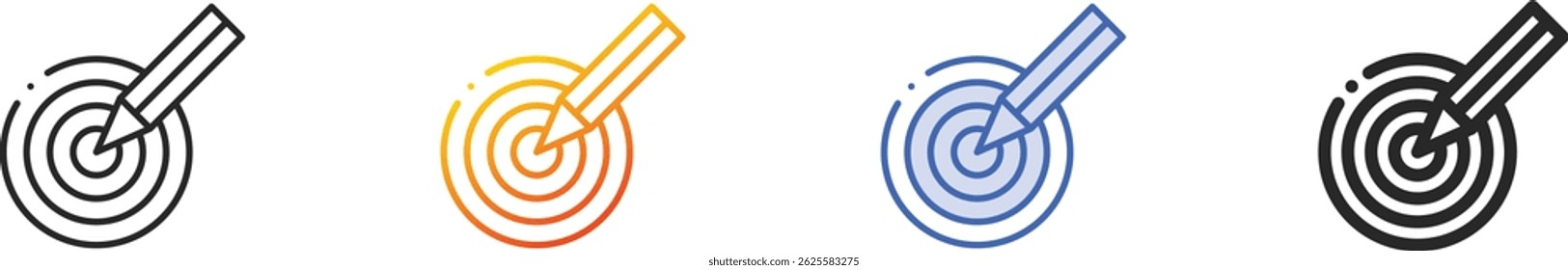 target icon.Thin Linear, Gradient, Blue Stroke and bold Style Design Isolated On White Background