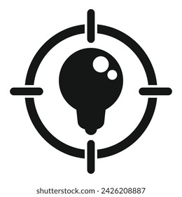 Icono de bombilla de idea de destino vector simple. Curiosidad idea cerebral. Visión de enfoque del proyecto