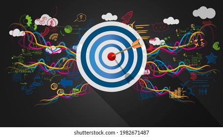 objetivo de Idea. plan pensar analizar el negocio creativo de inicio. ilustración creatividad vector concepto moderno.