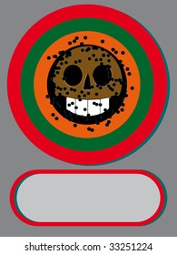 target with illustration skull plus box text