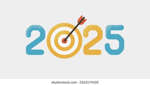 Target image illustration for the year 2025 | design with arrow and target motif ( Vector backgrounds, image 1:1.191 )	