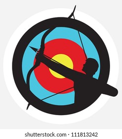 Target image with a silhouette of an archer superimposed on it