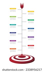 Target Infographic design template with 11 options or steps.vector