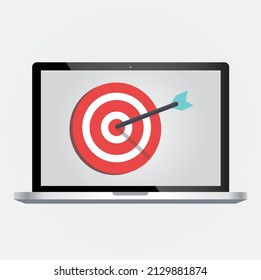 Target Infographic illustration with laptop