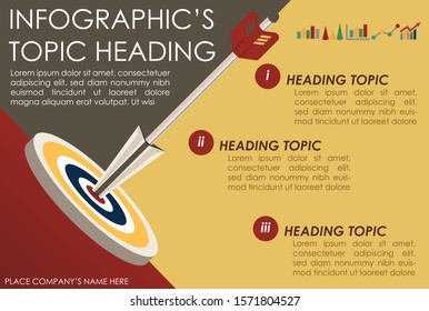 Target Infographic template, bow to target template, vector illustration, For presentations, brochures, banners, website graphics.