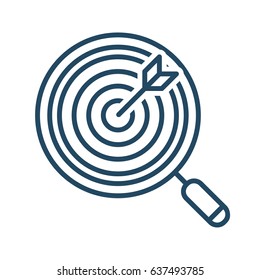 Target inside Magnifying Glass vector icon in meaning Goal